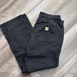 Women’s Black Carhartt Loose Fit Pants Workwear Size 10 Short Carpenter